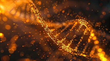 Poster - Vibrant Glowing Digital DNA Molecule Futuristic Genetic Technology and Scientific Concept