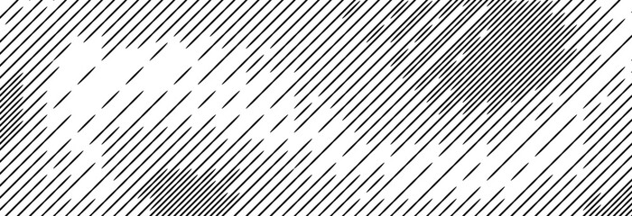 Poster - Diagonal dash line texture. Black slanted dashed lines pattern background. Straight tilt interrupted stripes wallpaper. Abstract dither rasterized grunge overlay. Vector wide ripple texture