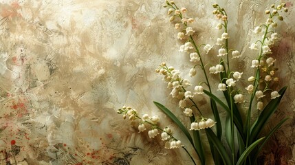 A stunning bouquet of lilies of the valley set against a beautifully textured grunge