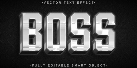 Wall Mural - Shiny Dark Boss Vector Fully Editable Smart Object Text Effect