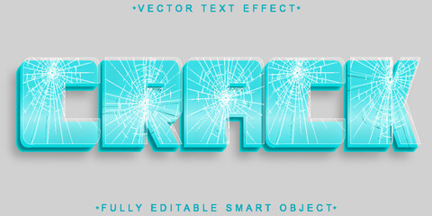 Poster - Blue Crack Glass Vector Fully Editable Smart Object Text Effect