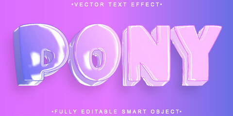 Poster - Cartoon Shiny Cute Pony Vector Fully Editable Smart Object Text Effect