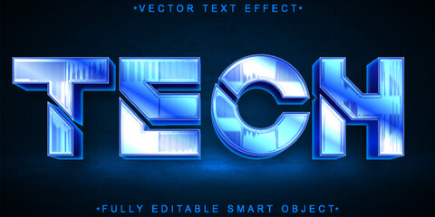 Poster - Blue Shiny Tech Vector Fully Editable Smart Object Text Effect