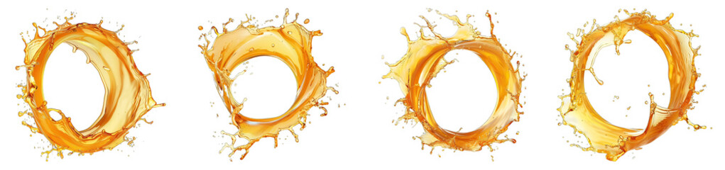 Rum Splash isolated on transparent png background collection set . Generative ai