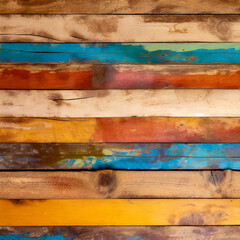 Wall Mural - Beach Colorful wood planks backgrounds