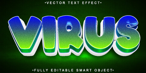 Poster - Cartoon Green Virus Vector Fully Editable Smart Object Text Effect
