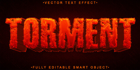 Canvas Print - Red Torment Anxiety Vector Fully Editable Smart Object Text Effect