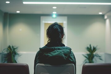 Wall Mural - Person Pacing Anxiously in Waiting Room
