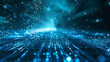© agnes - A breathtaking blue technological landscape, characterized by precise lines and sparkling dots, surrounded by mesmerizing halos, embodying the best possible quality