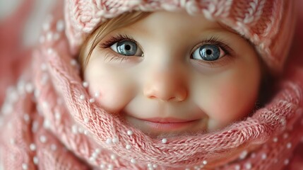 Wall Mural - A close-up of a baby's first smile, capturing an innocent and heartwarming moment. List of Art Media Photograph inspired by Spring magazine