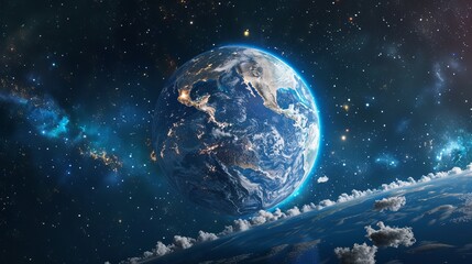 Wall Mural - A three-dimensional image of the Earth resembling an echo