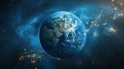 Wall Mural - A three-dimensional image of the Earth resembling an echo