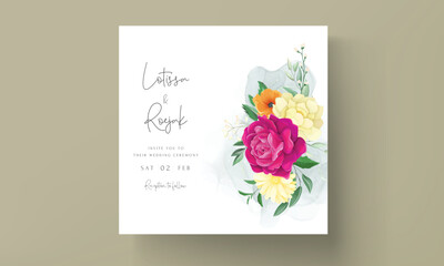 Wall Mural - wedding invitation card with Mexican flowers frame