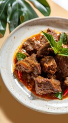 Canvas Print - Beef rendang spicy with coconut milk cooking traditional Indonesian food