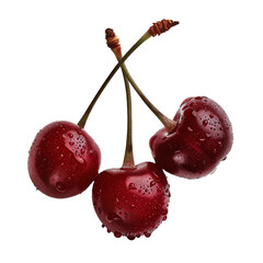 Wall Mural - Sour cherry isolated. Cherry on transparent background. Sour cherries PNG