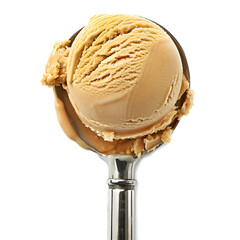 Wall Mural - scoop of salted caramel ice cream isolated on a transparent background