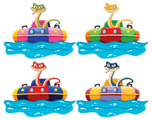 Sticker - Four snakes enjoying a fun boat ride