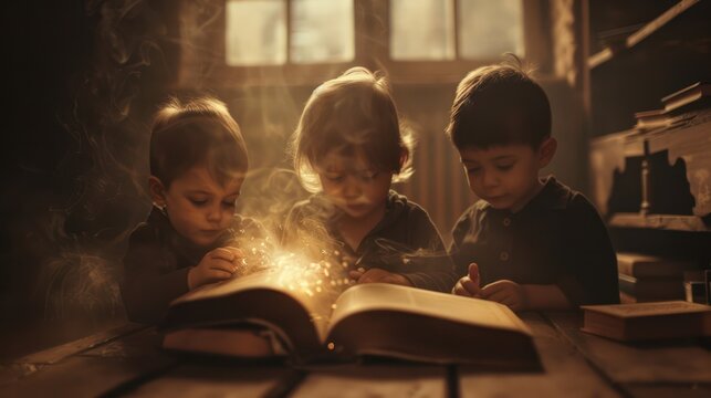 Kindergarten children can enjoy reading books all the time.