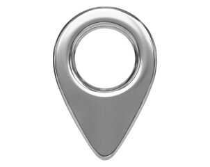 Fototapete - 3d metal map location pointer. Pin code icon of the geolocation map. Stock vector illustration on isolated background.