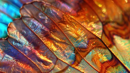 Wall Mural - Macro photography of organic texture of butterfly or moth wing, background with closed up detailed natural wing's scales structure, AI generated image