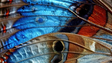 Wall Mural - Macro photography of organic texture of butterfly or moth wing, background with closed up detailed natural wing's scales structure, AI generated image