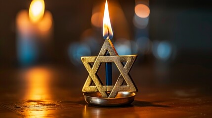 Poster - Glowing Hanukkah candles in the dark