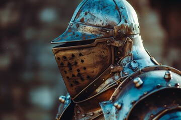 Wall Mural - Weathered medieval knight's helmet