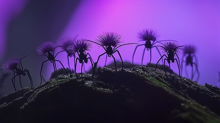Wall Mural -  A close-up of a plant on a hill against a purple-hued sky