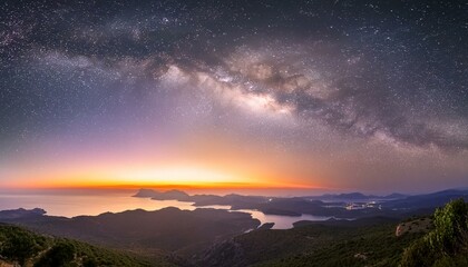 Wall Mural - earth and sun, sunrise over the earth, sunrise over the mountains, Landscape with Milky way galaxy. Sunrise and Earth view from space 