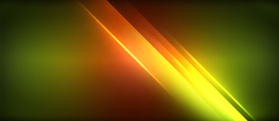 Poster - Neon glowing circle rays, light round lines in the dark, planet style neon wave lines. Energetic electric concept design for wallpaper, banner, background