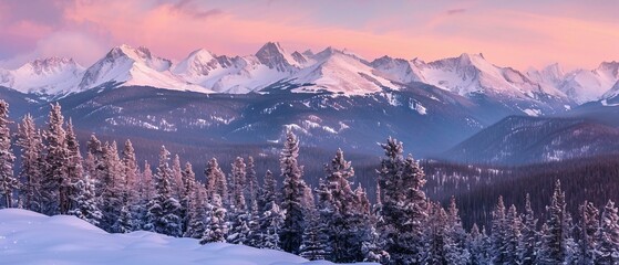 Poster - Morning view snow-capped mountains image