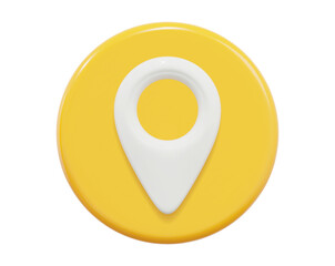 Fototapete - 3d yellow map location pointer. Pin code icon of the geolocation map. Stock vector illustration on isolated background.