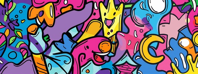 Wall Mural - abstract doodle art of animals