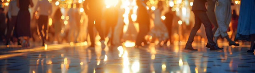 Wall Mural - Joyful Wedding Reception Dance Floor Celebration with Guests Dancing in High Resolution Image