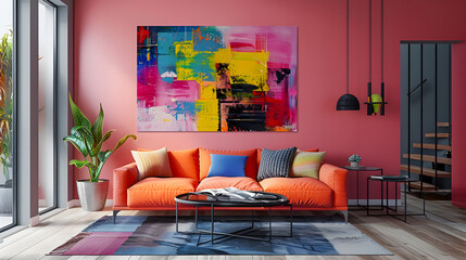 Canvas Print - cheerful and happy mood living room idea of home decor design  