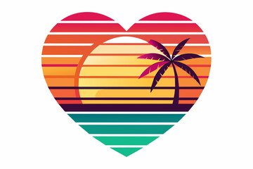 Sticker - retro striped sunset prints vector illustration 