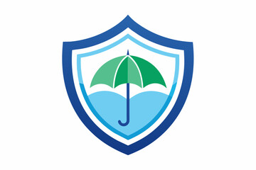 Sticker -  shield umbrella  protection and safety symbol vector illustration