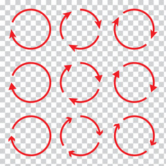 Fototapete - set of circle arrows rotating on white background. refresh, reload, recycle, loop rotation sign coll