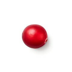 Wall Mural - Close-up of a single red berry isolated on a white background, showcasing its vibrant color and round shape.