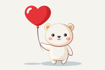 Wall Mural - A cute bear with a balloon vector artwork illustration