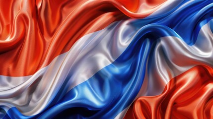 Abstract digital background or texture design of dutch flag colors, Netherland Holland national country symbol illustration wavy silk fabric background 