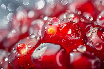 Canvas Print - Close-up of pomegranate seeds with water droplets