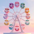 © sorapop - Ferris Wheel Emoji 3D Icon Create a Ferris wheel emoji with colorful passenger cars in pastel shades, AI Generative