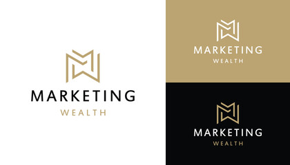Poster - Rotating Initial Letter M W MW MWM with Luxury Elegant Geometric Line Art Logo Design