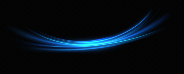 Wall Mural - Abstract light lines of speed movement, blue colors.Neon glowing curves.Abstract motion.Neon lines of blue speed. Dynamic traces.