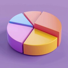 Poster - Pie Chart Icon Create a 3D icon of a pie chart, indicating data analytics of media file usage, AI Generative