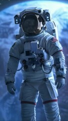 astronaut floating in outer space nebula galaxy stars background animation -- 4k 9x16 vertical new s