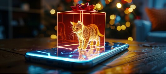 Wall Mural - holograms from your mobile phone to create a virtual world