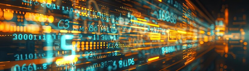 Aufkleber - Abstract digital data stream with vibrant lights, representing technology, big data, and modern information systems.