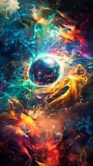 Wall Mural - Abstract colorful energy sphere